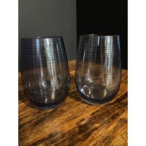 16.5oz Glass Elements Twisters Tumbler Drinkware Blue- Stolzle Lausitz- Set Of 2